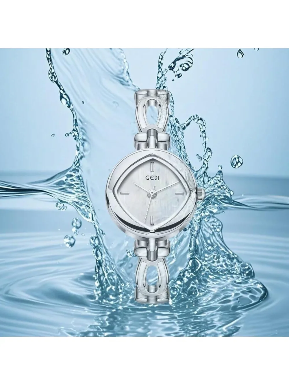 Women's Silver White Quartz Waterproof Rhombus Dial Retro Elegant Wrist Watches